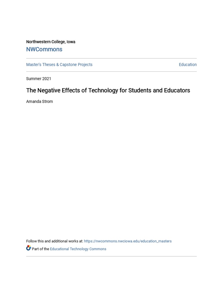 The Negative Effects of Technology For Students and Educators | PDF ...