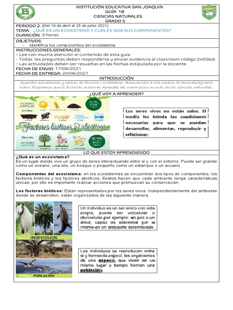 Guia # 18 de Naturales | PDF | Ecosistema | Habitat