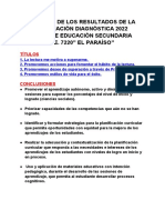 Resultados de La Evaluación Diagnóstica 2022 - Nivel de Educación Secundaria - I.E. 7220 El Paraíso