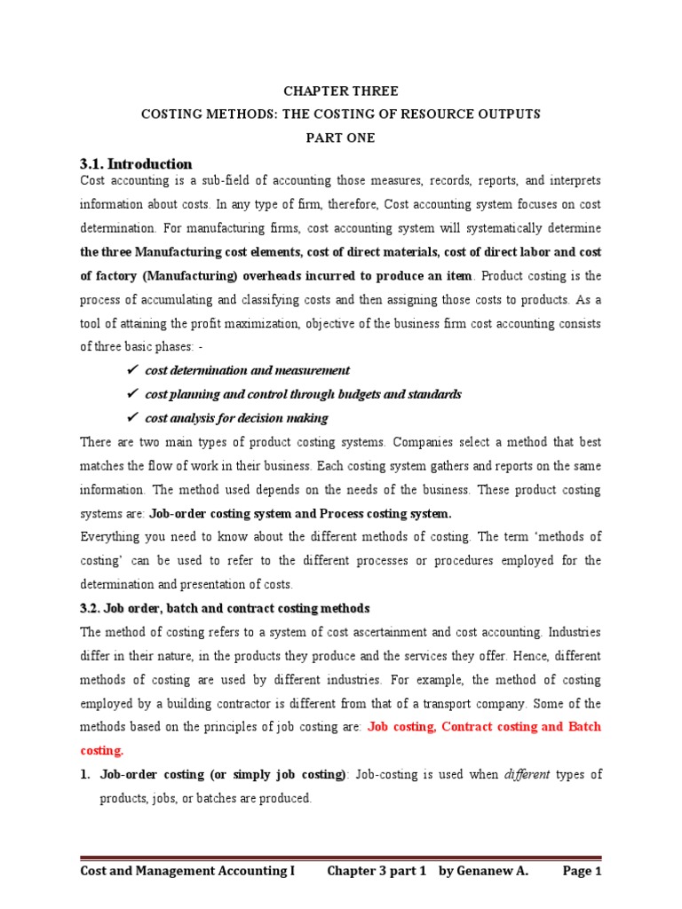 Cost 1 Chapter 3 Part 1 | PDF | Cost Accounting | Cost Of Goods Sold