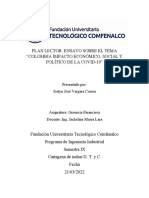 Plan Lector-Ensayo Sobre El Tema Colombia Impacto Económico, Social y Político de La Covid-19