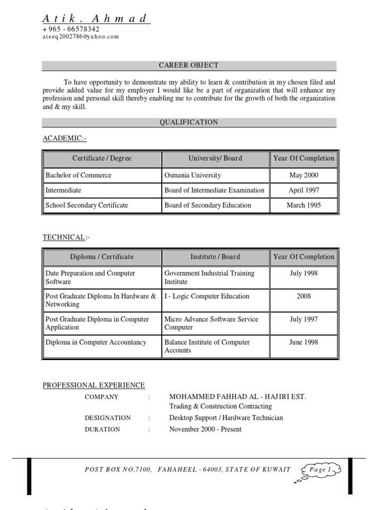 IT Support Technician Resume | PDF | Windows Xp | Microsoft Windows