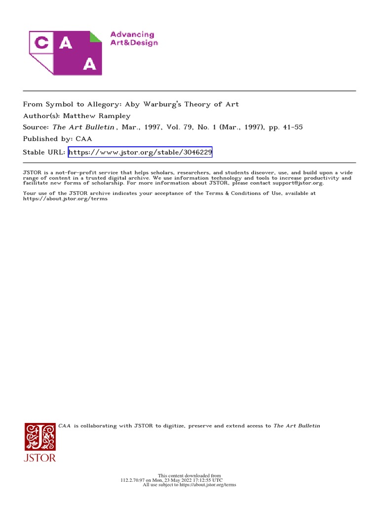 Matthew Rampley - From Symbol To Allegory Aby Warburg's Theory of Art ...