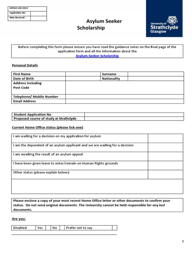 First Asylum Application Form _ Asylum and refugee protection – BERYSV