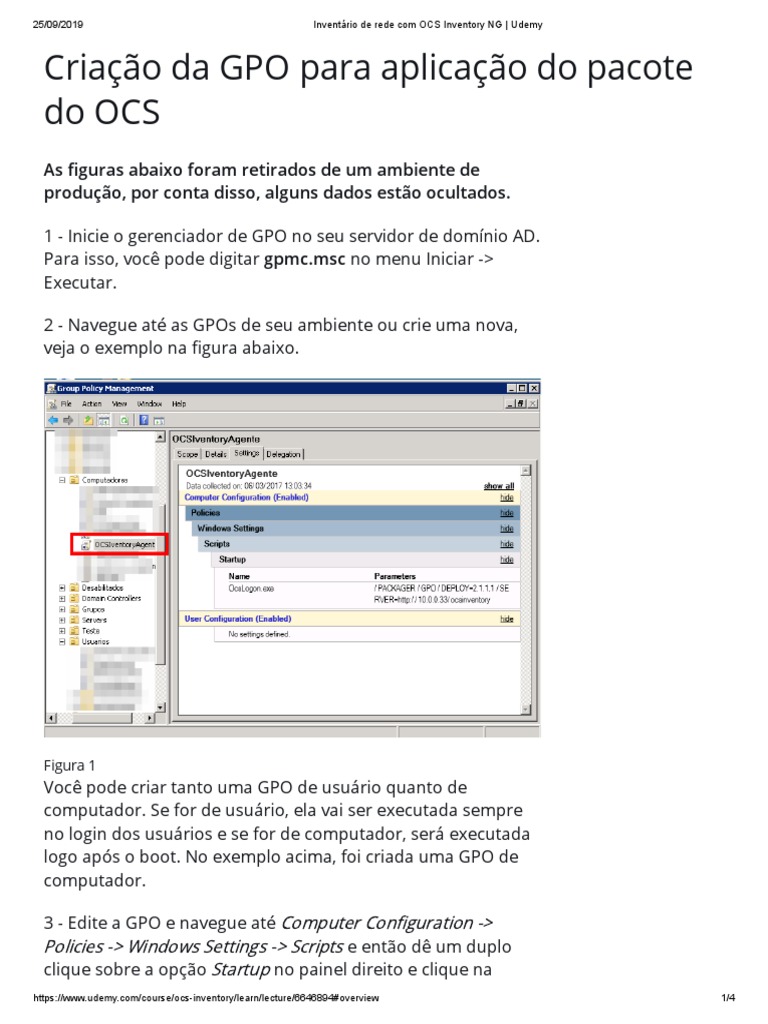 Criação de GPO para Aplicacao de Pacote Ocs | PDF | Rede de ...