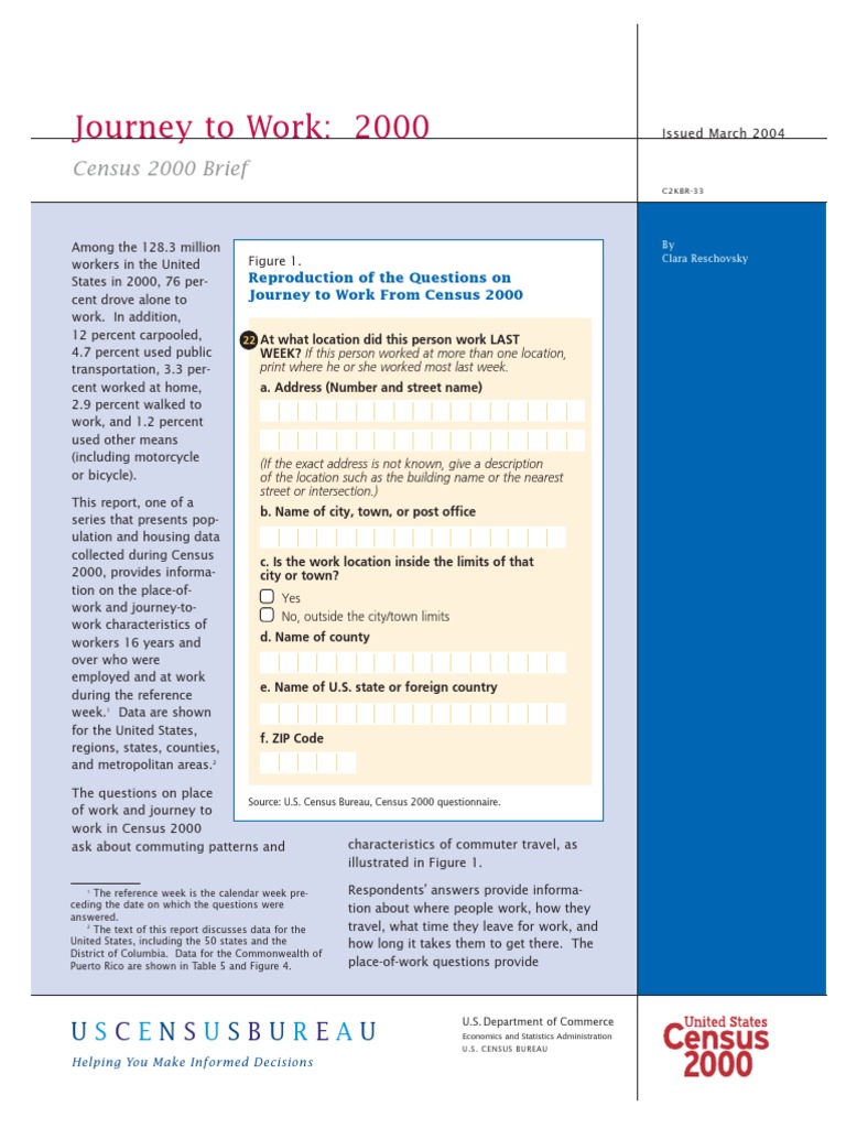 Journey To Work: 2000: Census 2000 Brief | Download Free PDF | Race And ...
