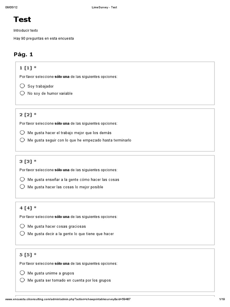 Encuesta PAPI: Test de Personalidad | PDF | Relaciones personales ...