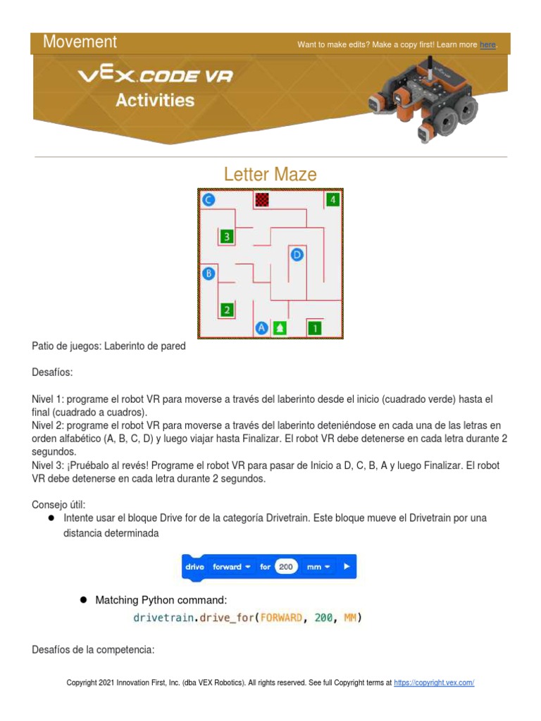 06 Letter Maze VEXcode VR PDF