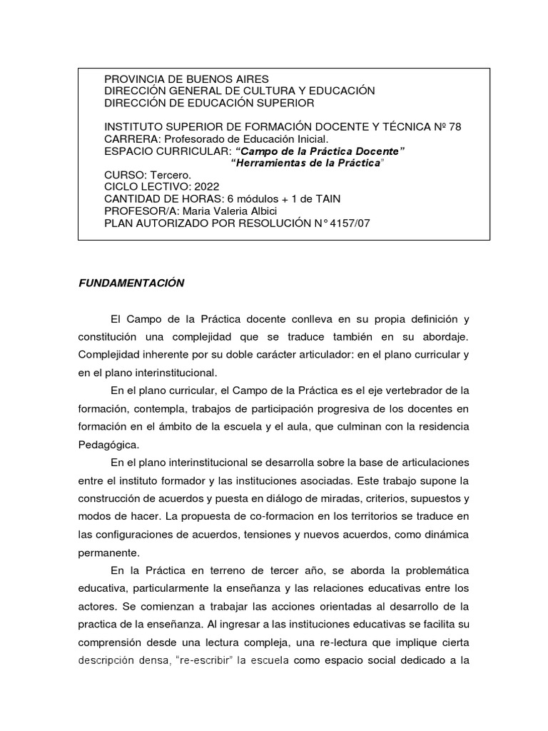 Propuesta de Formación Docente Inicial | PDF | Educación de la primera ...