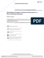 Personality Correlates of Teacher Performance in A Micro-Teaching Laboratory