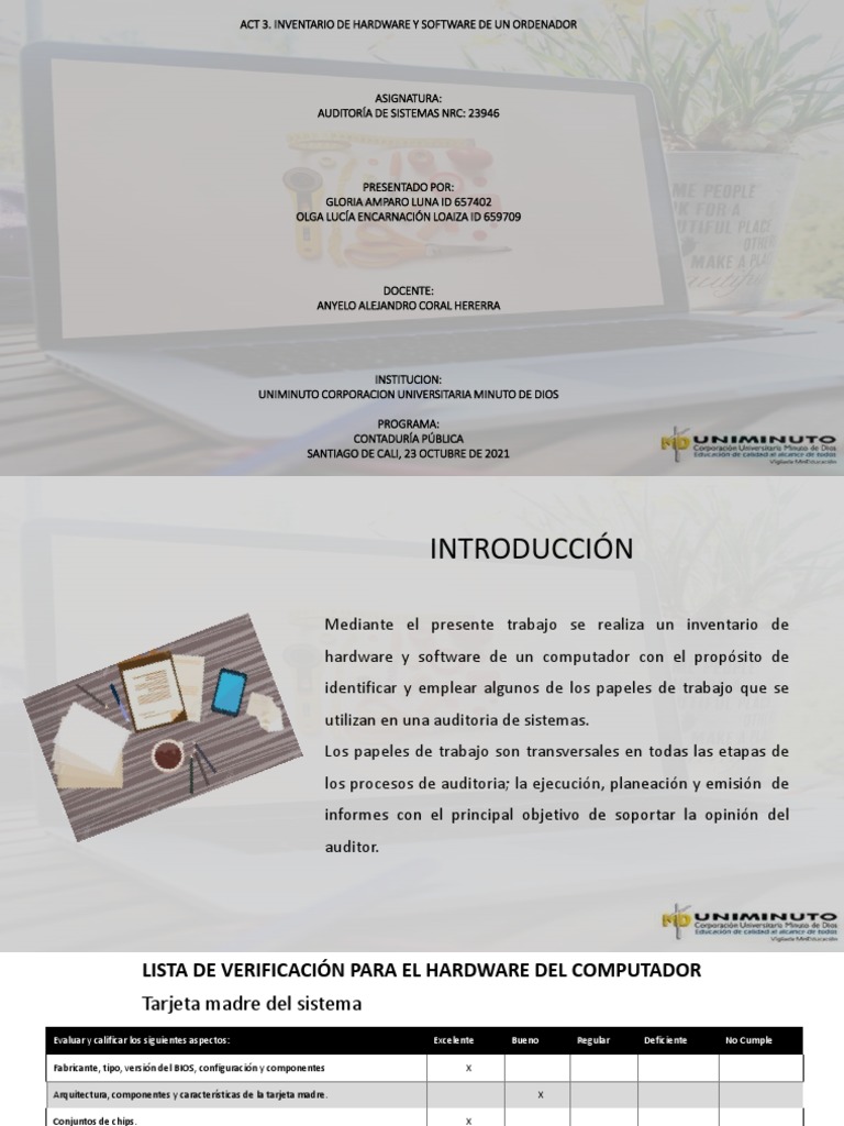 Inventario de Hardware y Software en Auditoría | PDF | Periférico ...