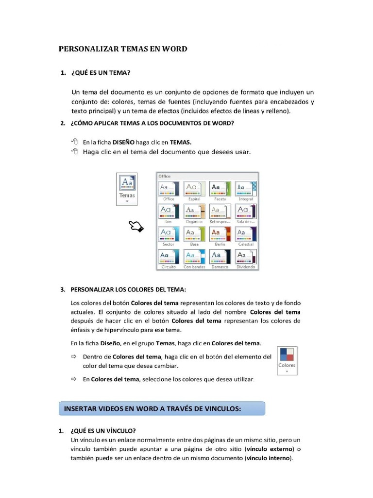 Tema 5. Personalizar Temas en Word | PDF