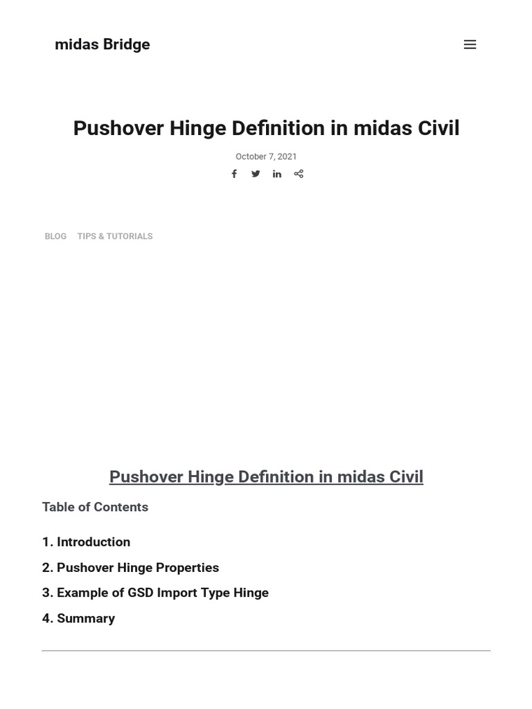 Pushover Hinge Definition in Midas Civil PDF Beam (Structure) Truss