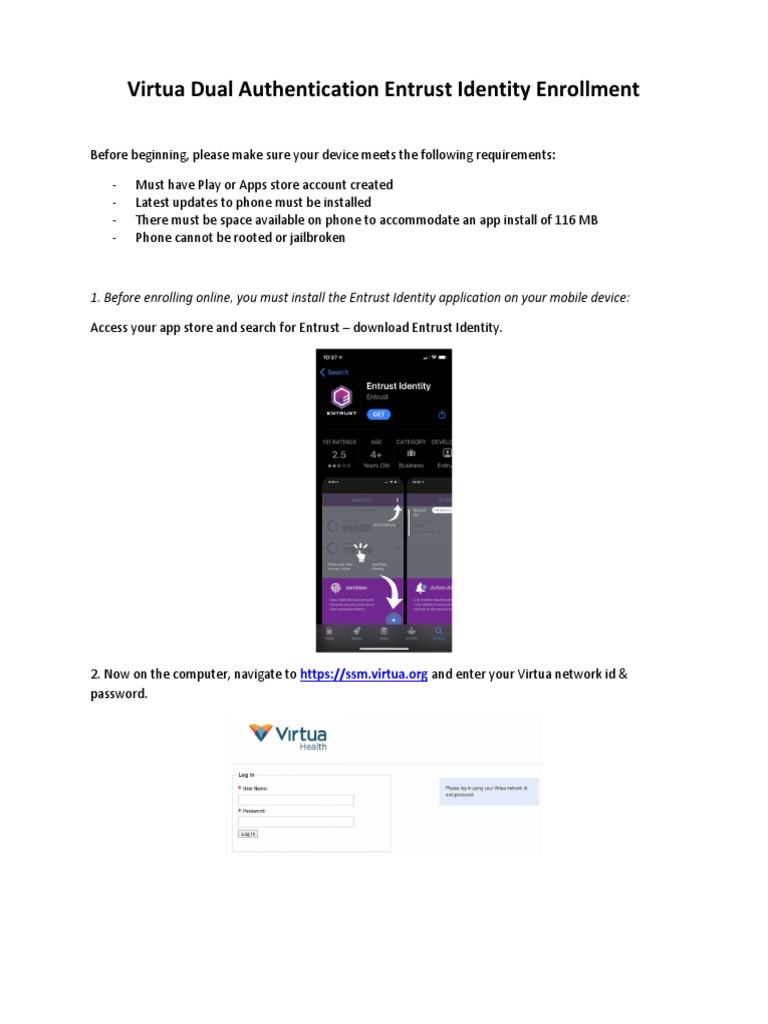 Virtua Entrust Identity Enrollment Guide | PDF