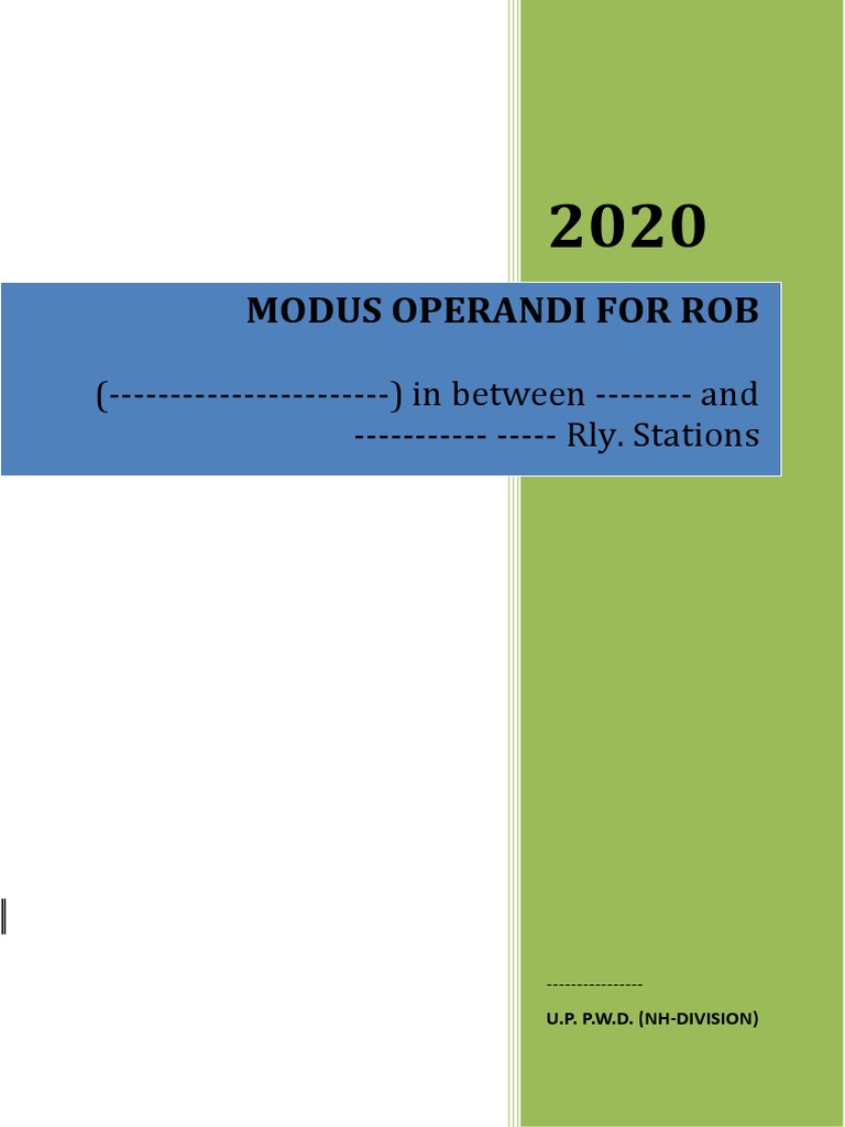 Modus Operandi For Rob: (-) in Between - and - Rly. Stations | PDF ...