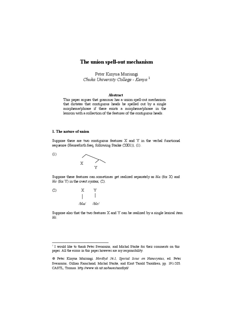 Union Spell-Out Mechanism Explained | PDF | Lexicon | Philology