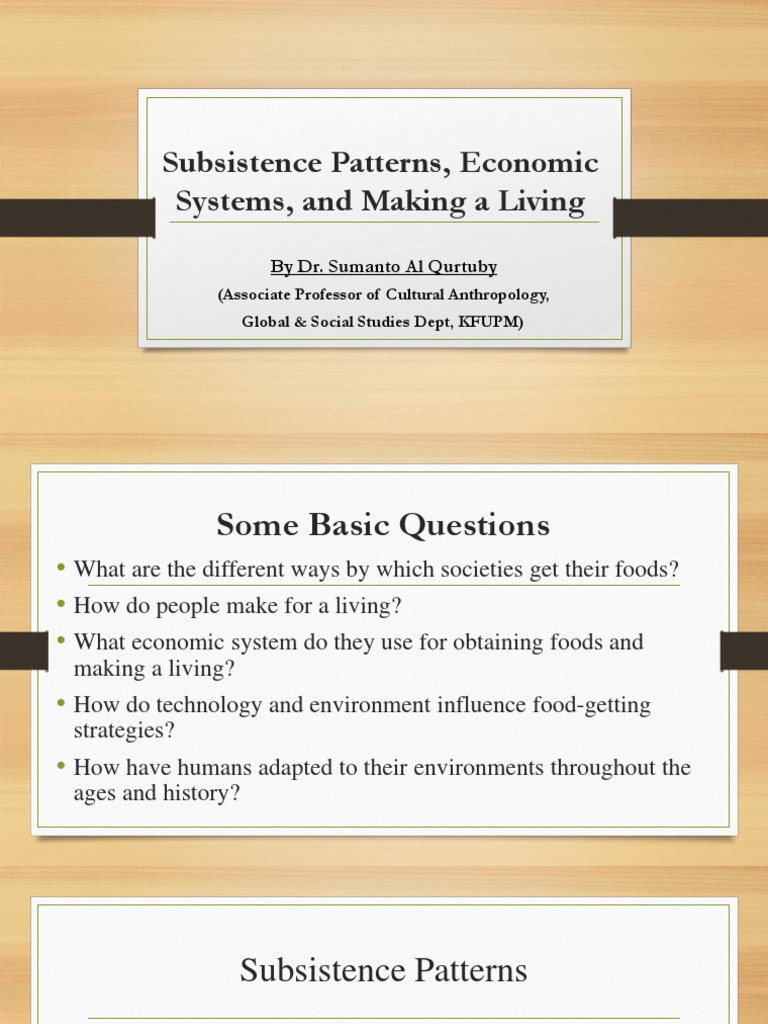 Subsistence Patterns Economy and Making A Living PDF Pastoralism