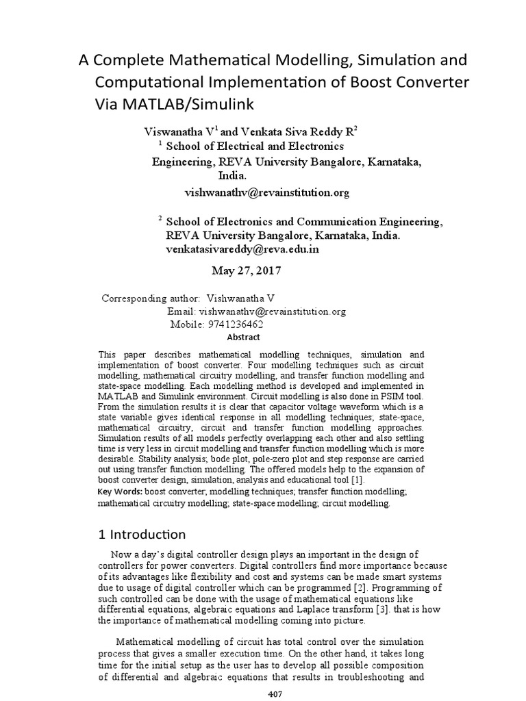 Mathematical Modelling Boost Converter | PDF | Electrical Network ...