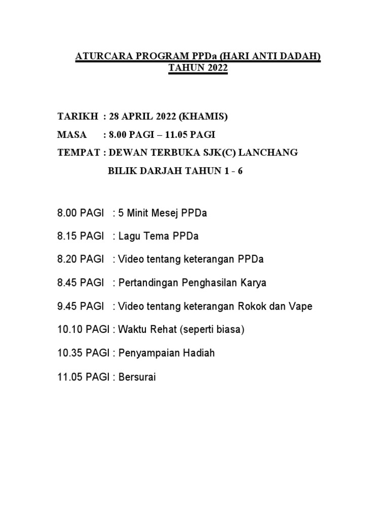 Program Hari Anti Dadah 2022 | PDF