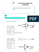 Digital Electronics Lab Worksheet: Validation of Truth Tables of Logic Gates