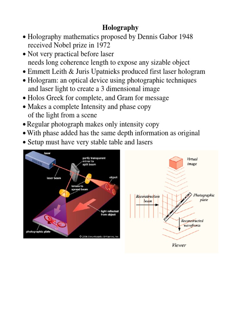 Understanding Holography Techniques | PDF | Holography | Interferometry