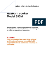 Rayburn Cooker Model 355M: This Information Refers To The Following Products