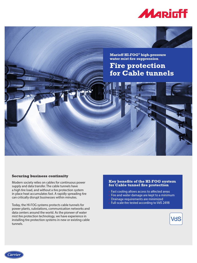 Marioff Cable Tunnel | PDF | Fire Sprinkler System | Fires