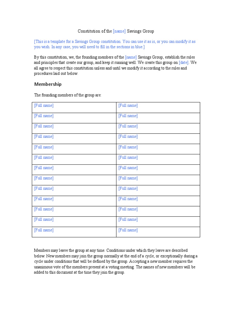 Sample Constitution | PDF | Loans | Interest