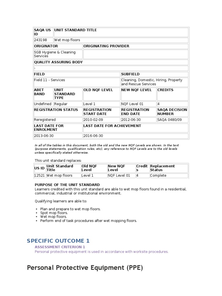 SAQA US ID Personal Protective Equipment Equipment