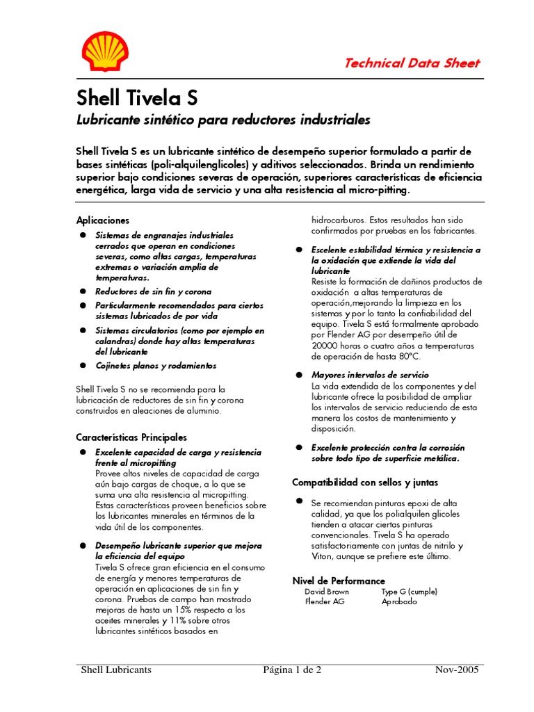 Lubricante Shell Tivela S para Reductores | PDF | Lubricante | Petróleo