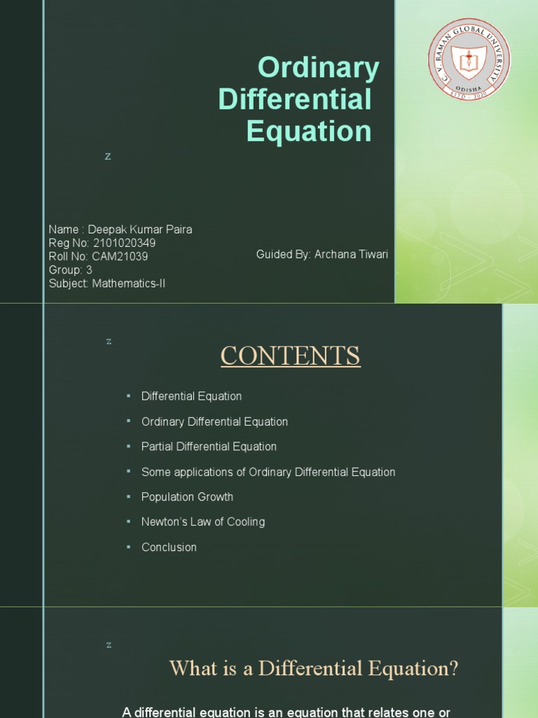 Ordinary de | PDF | Differential Equations | Ordinary Differential Equation