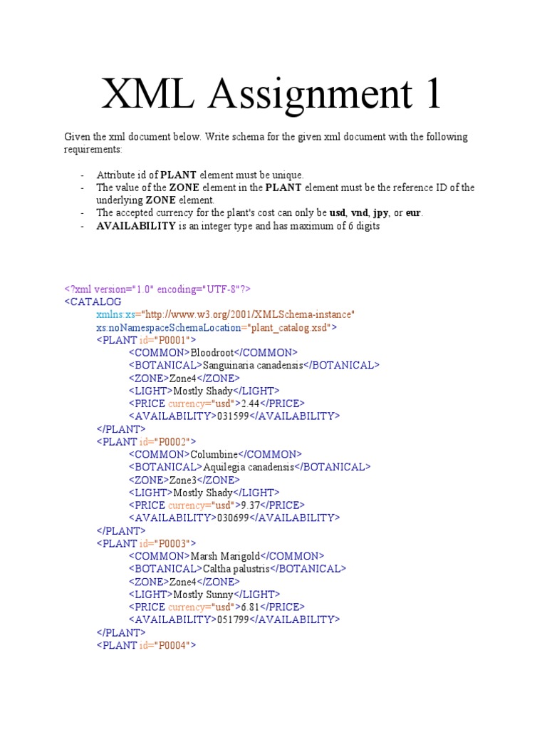 xml assignment