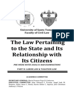 2021 UST Pre Week the Law Pertaining to the State and Its Relationship With Its Citizens Labor Taxation