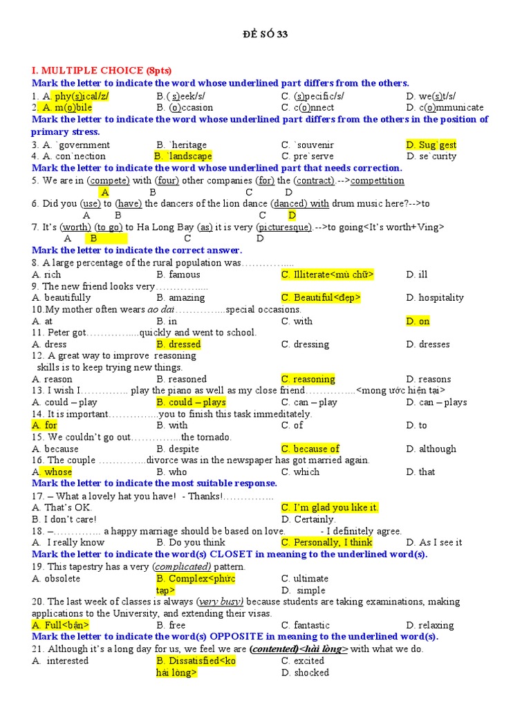 English Language Test Practice | PDF