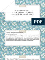 Pertemuan Ke-11 Masalah, Focus, Teori Dan Subjek Penelitian