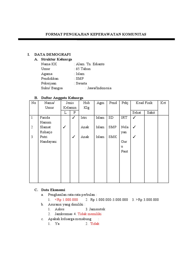 Pengkajian Keperawatan Komunitas Terperinci | PDF | Kesehatan Holistik ...