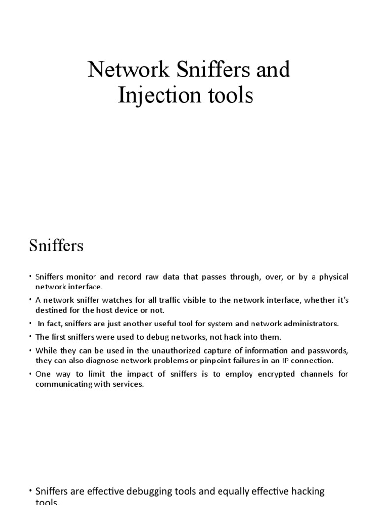 Network Sniffers and Injection Tools PDF Computer Network