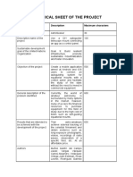 Technical Sheet of The Project: Content Description Maximum Characters