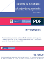 Informe de Resultados: Jercicio de Participación para La Construcción Del Plan de Acción y Plan Estratégico Sectorial