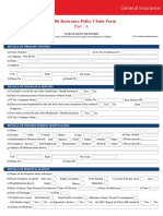 Health Insurance - Claim Form - Part A (To Be Filled by Insured)