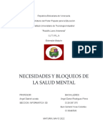 Necesidades Y Bloqueos de La Salud Mental