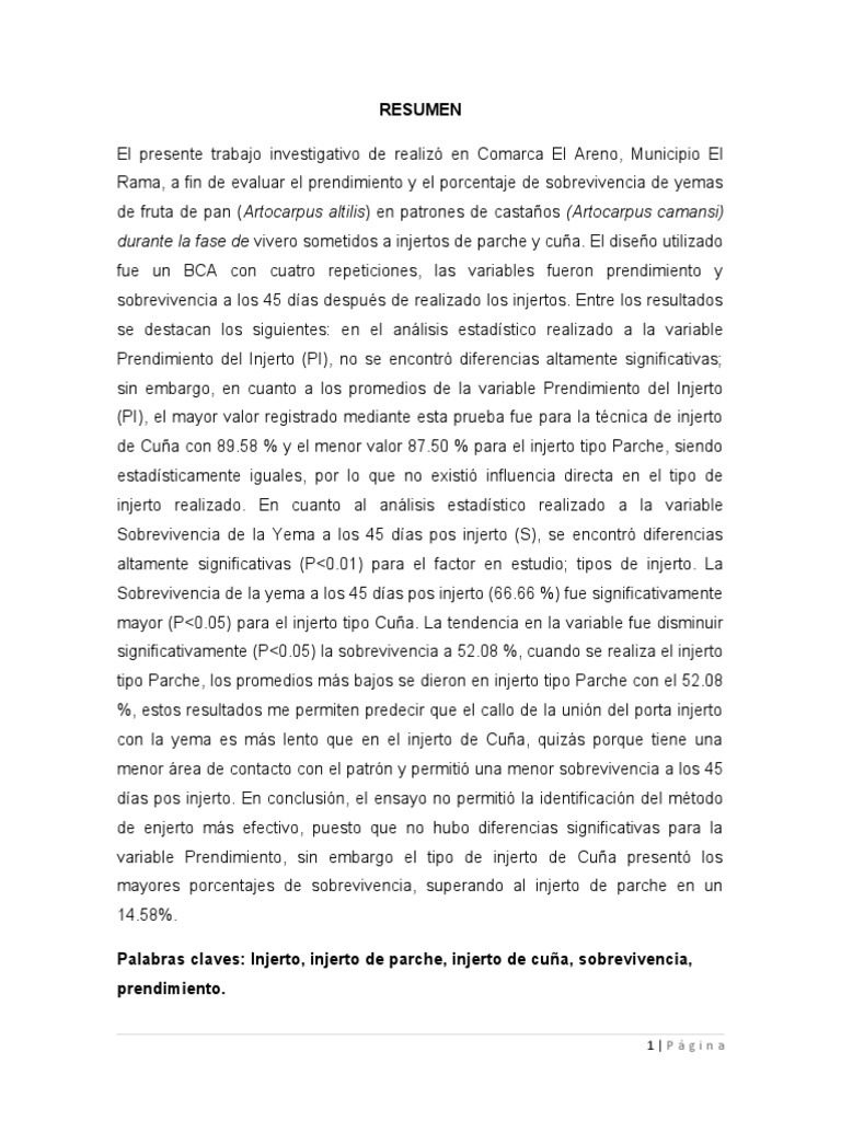 Efectividad de Injertos en Fruta de Pan | PDF | Injerto | Botánica