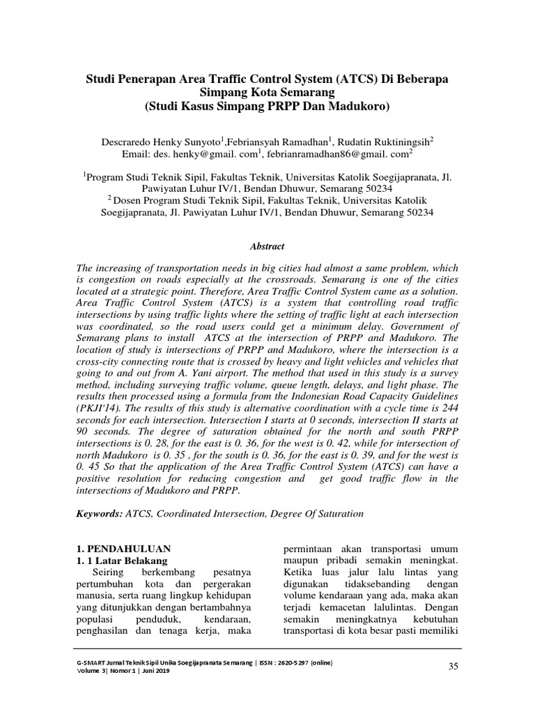 Studi Penerapan Area Traffic Control System (ATCS) Di Beberapa Simpang ...