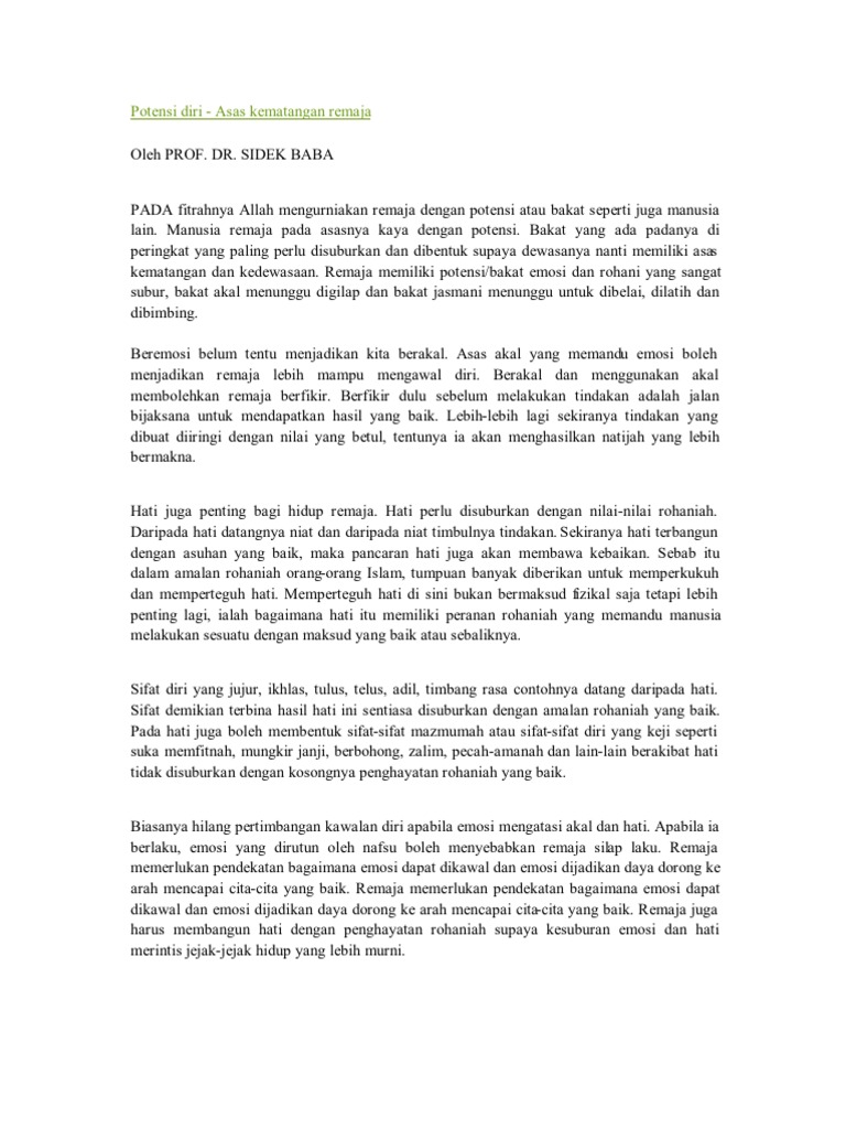 Potensi Diri Prof Sidek Baba Pdf