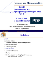 Microprocessors and Microcontrollers: Unit II Instruction Set and Assembly Language Programming of 8086