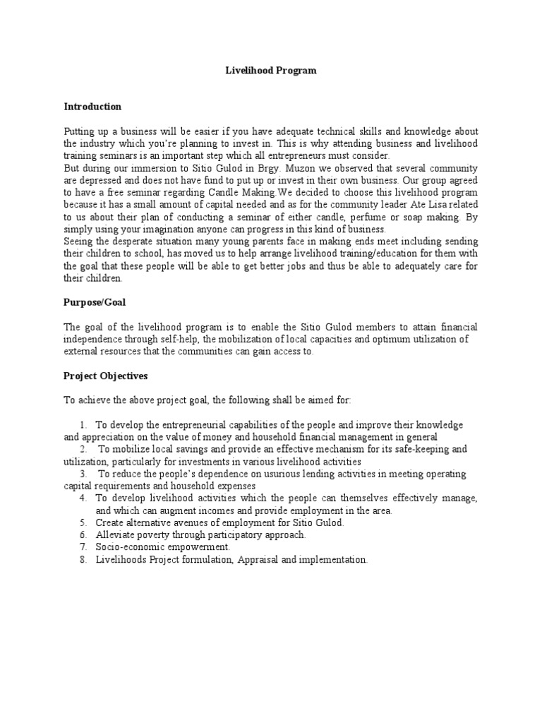 How to make a livelihood program image