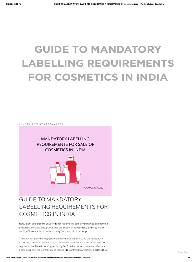 Guide To Mandatory Labelling Requirements For Cosmetics in India Arogya Legal The Health