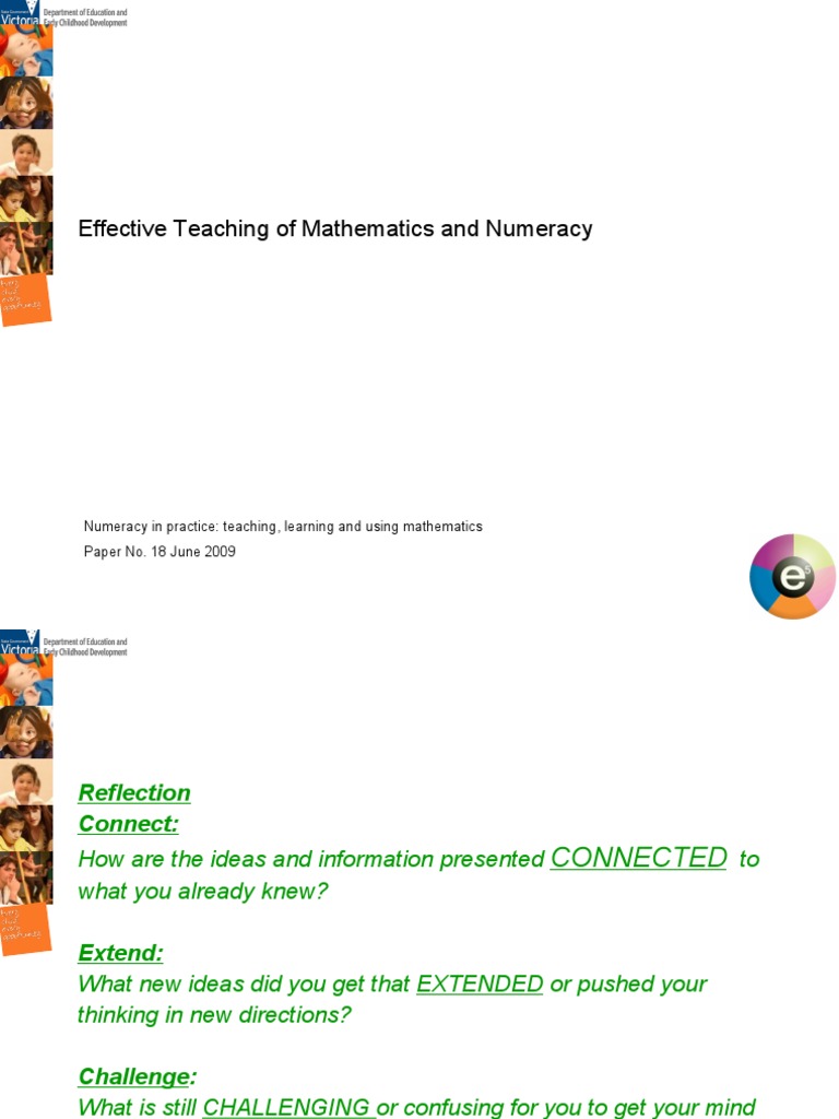 Effective Teaching of Mathematics and Numeracy 2011 | PDF | Teachers ...
