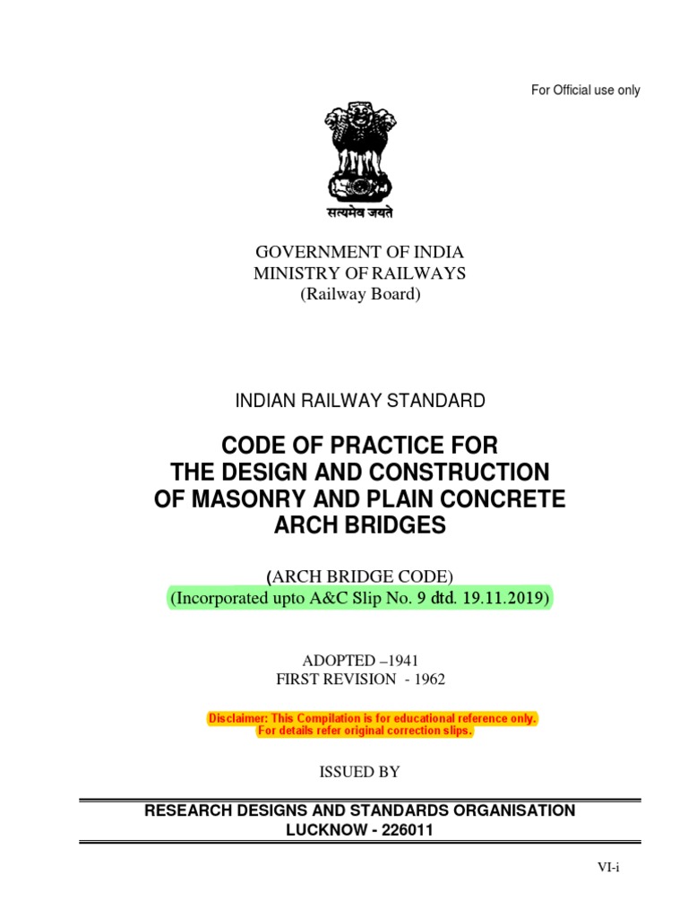 Indian Railway Arch Bridge Design Code | PDF | Concrete | Bridge