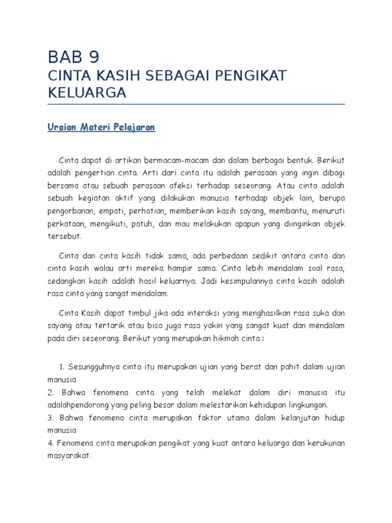Cinta Kasih Sebagai Pengikat Keluarga
